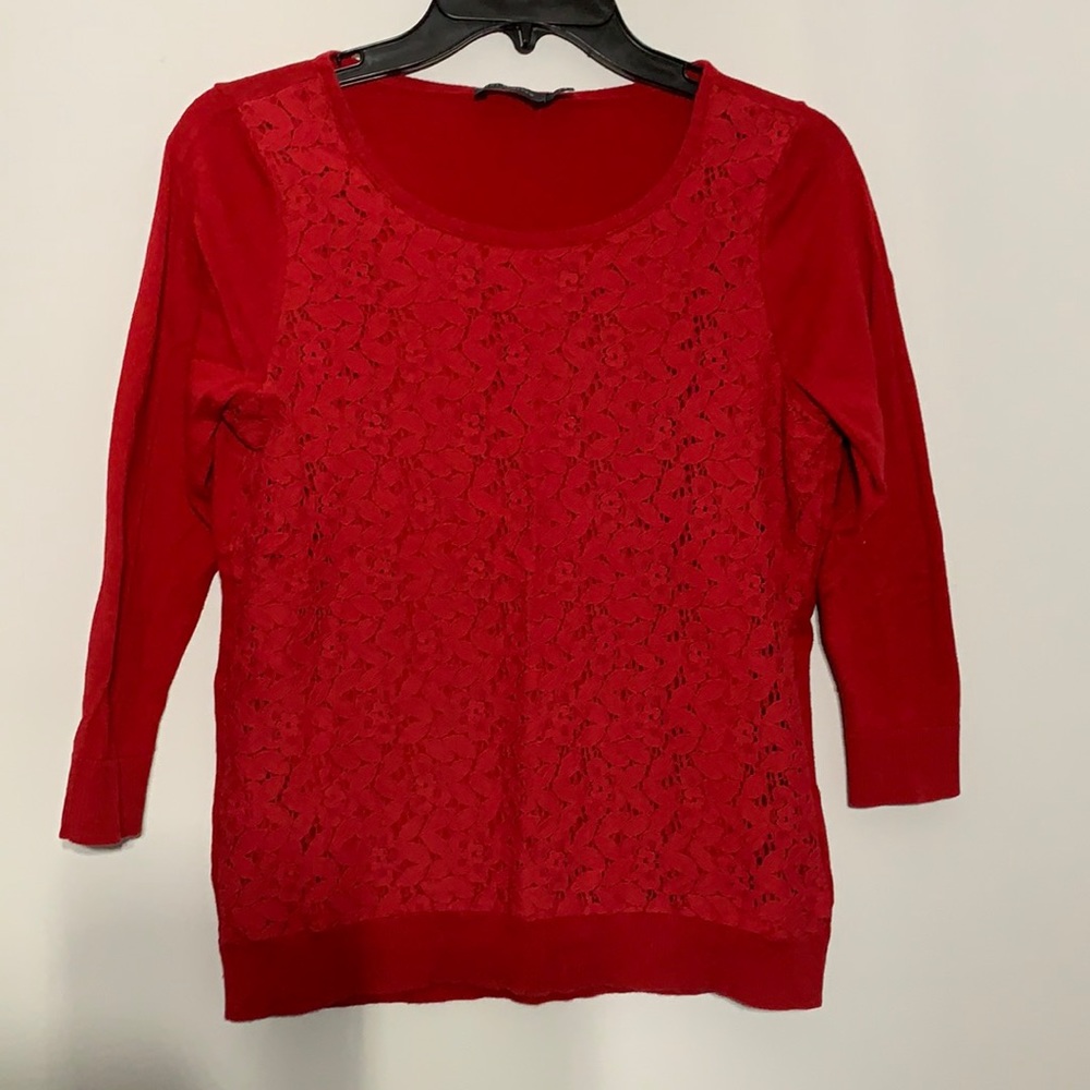 The Limited Red Sweater with Lace Front